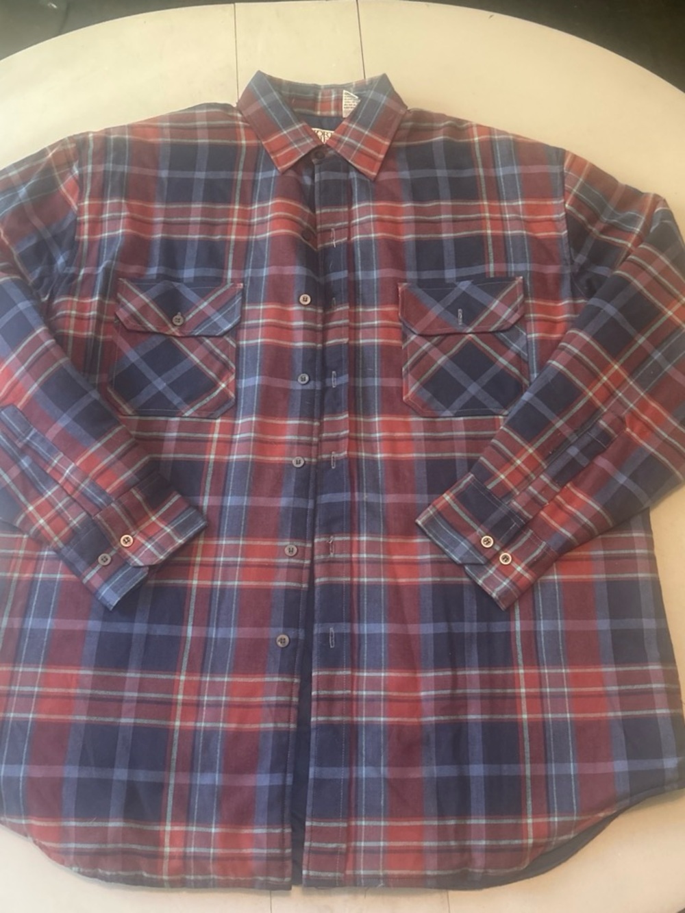 Men's Plaid Lightweight Shirt Jacket — Red & Blue